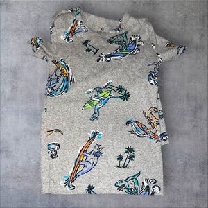 Gray Dinosaur Surfing Pajama Set with shorts